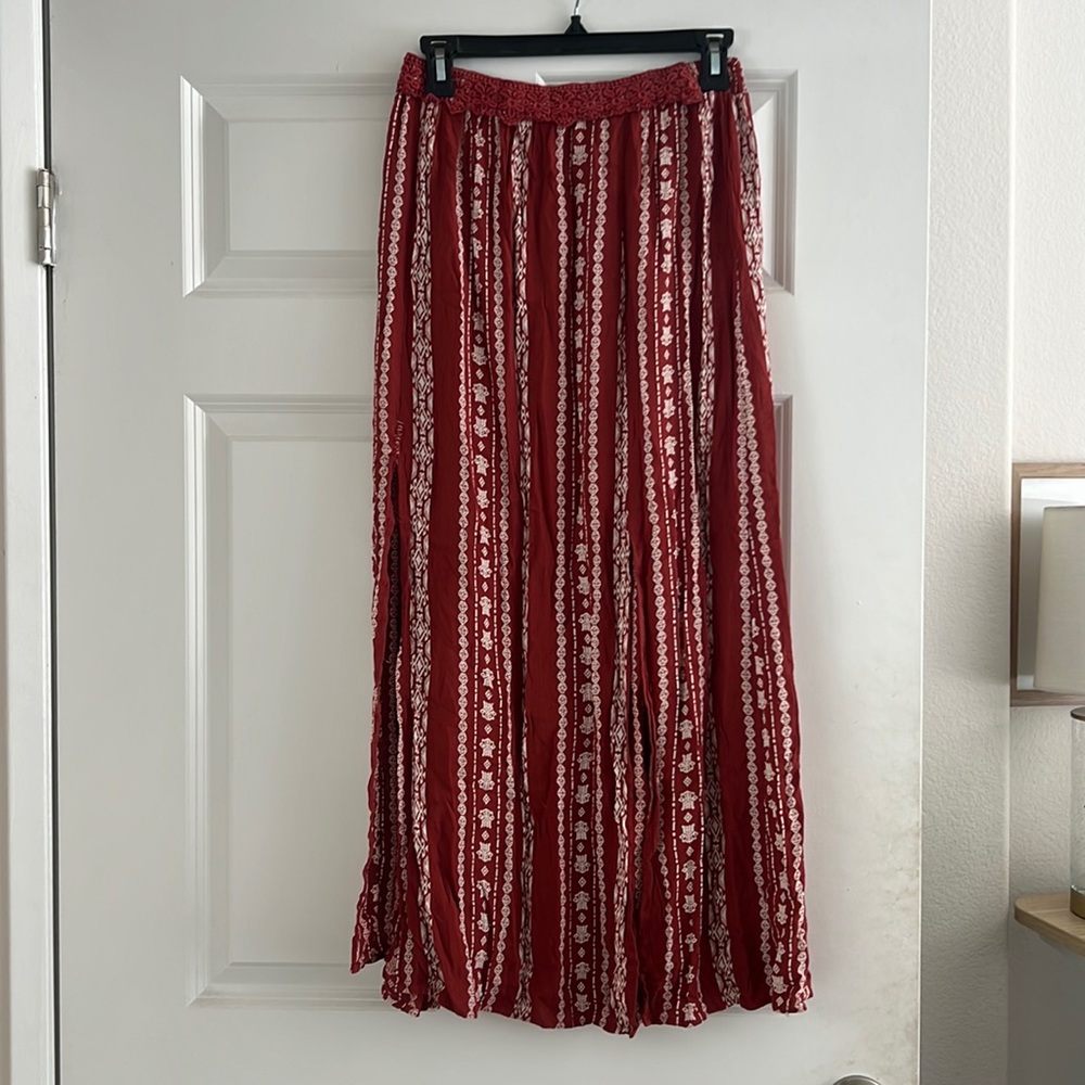 Burgundy Midi Skirt